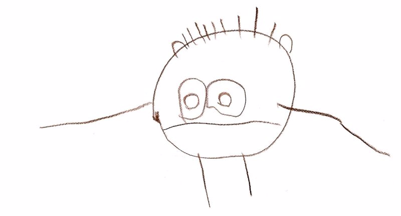 simple pencil drawing of a round figure with a face